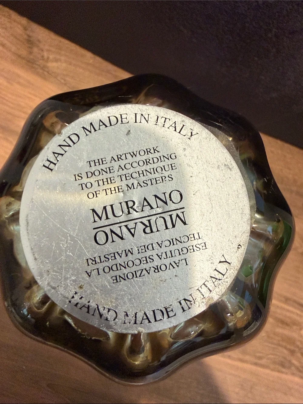Murano Smoky Sculptural Glass Vase